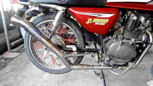 RUSI 125 /150/175 APR POWER PIPE 51 MM BIG ELBO HIGH MOUNT TRI-CUT WITH FREE SILENCER