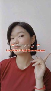 Anting Love Merah Putih Kemerdekaan Hook Earrings 17 Agustus Red White Merdeka Hooks Handmade Fashion