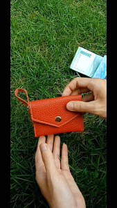 dompet kartu lipat wanita mini papirut motif kulit jeruk murah