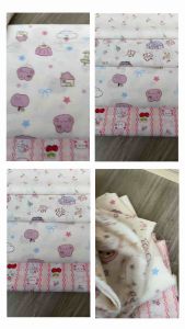 Vải xốp gạo (SLx0.5m khổ 1.5m) in hình dễ thương gấu loopy dâu thỏ nơ kitty....