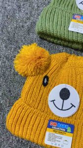 Topi Kupluk Rajut Bayi Polos Beruang Pompom Laki Laki Perempuan keren Usia 0-12 Bulan Trendy DM Baby