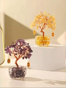 🌳Natural Crystal Money Tree Wealth Decor💎 FengShui Lucky Tree Home Office✨ 招财水晶发财树摆件 紫水晶黄水晶粉晶开运招财🌸
