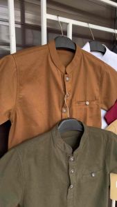 Baju Koko anak kurta tebal tangan pendek bahan canvas catton by riZAru