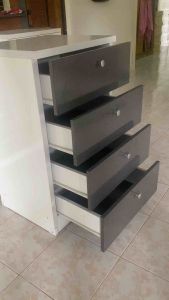 ตู้ลิ้นชัก 4 ชั้น สีขาว-เทา  ขนาด 50x40x80 cm.(สินค้าพร้อมส่ง)