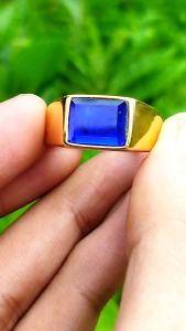 Cincin Batu King Sapphire Syntetic 100% Mewah