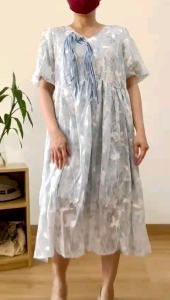 ●ECLAIRE● 003 Dress Midi Embroidered Chiffon Maternity Hamil Floral Flower Bunga Kasual Pesta Korea Import 00923