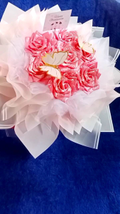 buket bunga satin/buket pita satin/buket mawar satin