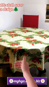glamour round table cover christmas design (tela) fabric/ christmas design cloth cover for round table ( bilog pagkakatahi)