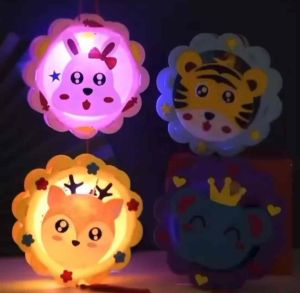 Kids DIY Cartoon Lantern Mid Autumn Festival Art & Craft Stay Home Activity Non Woven LED Light