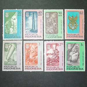 Prangko Indonesia Kuno jadul 8 Pcs Seri Hari Bahari Tahun 1966 UN USED