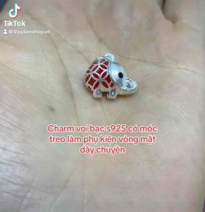 Charm voi tài lộc may mắn bạc s925