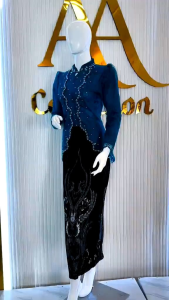 set kebaya miska matt tulle organza dengan hiasan payet dan rok plisket batik cocok untuk acara pesta dan wisuda dress wanita