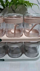 Bộ 3 lọ đựng gia vị Hokori có nắp đậy kèm thìahũ đựng gia vị