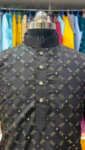 [PRE-ORDER] 2025 MAC MENS KURTA WITH EMBROIDERY SEQUINS WORK WITH PLAIN WHITE PANT SIZE M TO 3XL ( DELIVERY 10 WORKING DAYS) ETA: 2025-05-30 | KURTA RAYA 2025