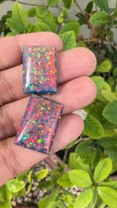 โอปอล สังเคราะห์ สีน้ำตาล OPAL BROWN STRIPE FIRE SHAPE 13x18 มม mm...12.0 กะรัต carats (1 เม็ด carats ) รูป Baguette (พลอยสั่งเคราะเนื้อแข็ง)"