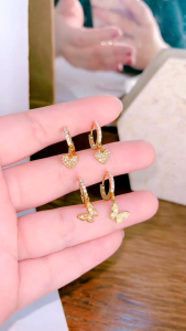 anting jepit permata wanita gold Titan