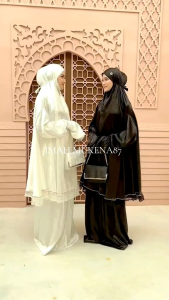 Mukena Umroh Hij Sutra Jacquard Silk Premium 2 in 1 Renda Tulleu Cantik Mewah