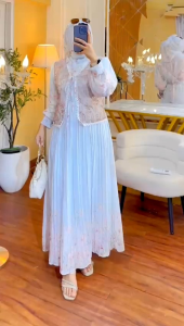 Thalia set jilbab dress - ceruty full furing mix renda import Ld 110 pj 138