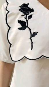 ●ECLAIRE● 063 Blouse Blus Collar Bordir Embroidery Bunga Floral Flower Korea Kasual Casual Kerja Mode Santai Manis iizz
