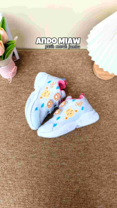 Sepatu Ando Miaw Velcro Perekat Putih Merah Jambu White Pink Fuchsia