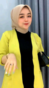 Blazer Wanita Kekinian Bahan Scuba Tebal Atasan Seragam Kerja Wanita Terbaru