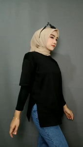 baju wanita catton combed 30s bahan 100% catton atasan wanita catton polos O-neck