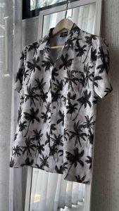 เสื้อฮาวายผ้าไหมอิตาลี ลายฮาวายน้ำตาล ผ้านุ่มใส่สบาย ใส่ทำงาน ใส่ชิวๆ 🌸🌴🏖️