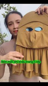 nón chống nắng mắt phi phía trước có khẩu trang 5 lớp chất thun mềm mịn
