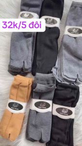 Set 5 đôi vớ tất xỏ ngón thun cotton loại dày