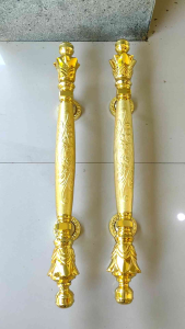 Gagang Pintu Rumah Kuningan Kunci Antik Motif Nanas Ukir Gold 44 cm 2 Pcs