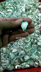 MEWAH‼️10/20Pcs Ring Cincin Emban Akik Alpaka Super Sepuh Perak