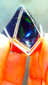 Cincin Batu Akik Black Opal Sempur Banten Top Jarong Natural