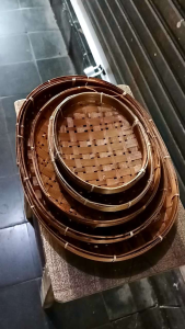 Piring Bambu Oval - Piring Anyaman - Nampan Bambu - Piring Lalapan - Piring Bambu 1 Set