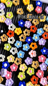 1pcs manik solid akrilik motif bunga dll