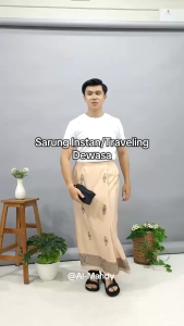 Sarung pria instan Traveling Dewasa santri motif batik Premium Sholat Kemasan Pouch Tas