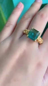 CINCIN EMAS TESA BATU GIOK KOTAK HIJAU FASHION WANITA ANTI LUNTUR