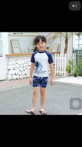 ชุดว่ายน้ำเด็ก ลายนักบินอวกาศ และ ลายหมี เสื้อ+กางเกง และ หมวกด้วย
