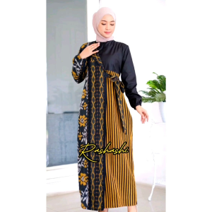 KIRANA Dress tenun troso kombinasi toyobo dress wanita motif etnik terbaru baju kondangan tenun lengan panjang baju lebaran 2024 by rashashi