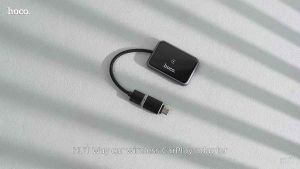 SY อะแดปเตอร์CarPlay ไร้สายในรถยนต์ BT 2.4 Wi-Fi 2.4 ฟังก์ชันหลัก การโทรนำทางฟังเพลง Siri HOCO HU1