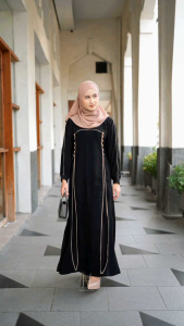 Abaya Gamis Hitam Syari Abidah Saudi Jetblack Busui Dubai Turki Umroh