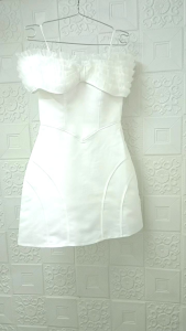 Đầm xòe bẹt vai tầng xếp