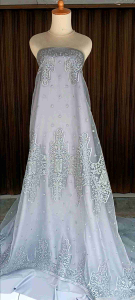 Kain Brokat Organza Bordil Motif Etnic harga per setengah meter