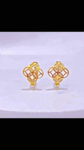 Zihang Jewelry 24K Gold plated lucky charm coin money catcher clip earrings for women
