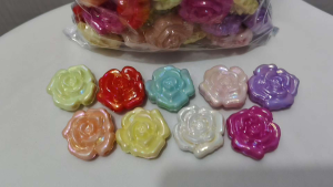 250grams (est.38pcs) Rose Large Flower Beads 30mm for DIY Jewelry Keychains Hair Accessories & Crafts | Mixed Colors