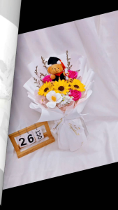 Graduation Bouquet - Mixed Soap Flower + Convo Bear /Graduation Bouquet /Graduate Bouquet /Convo bear/Graduation Flower Bouquet