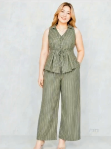 WOMANS COORDS SLEEVELESS TOP AND STRAIGHT CUT PANTS