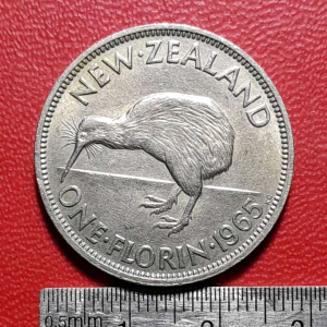 Koleksi koin kuno New Zealand lawas 1 Florin 1965