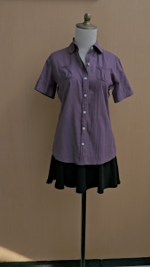atasan kemeja wanita ungu ARNESSIO cewek M lengan pendek kerja kuliah