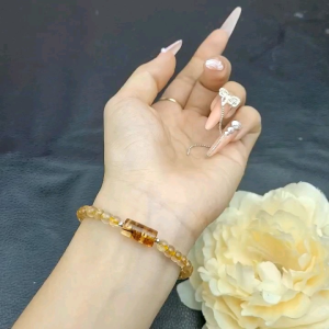 Vòng Thạch Anh Tóc Vàng Mix Lu Thống Hổ Phách Hoa Baltic - Phong Thủy TUDO