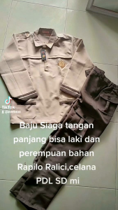 Setelan pramuka siaga tangan panjang laki laki dan celana PDL bahan RAPILO